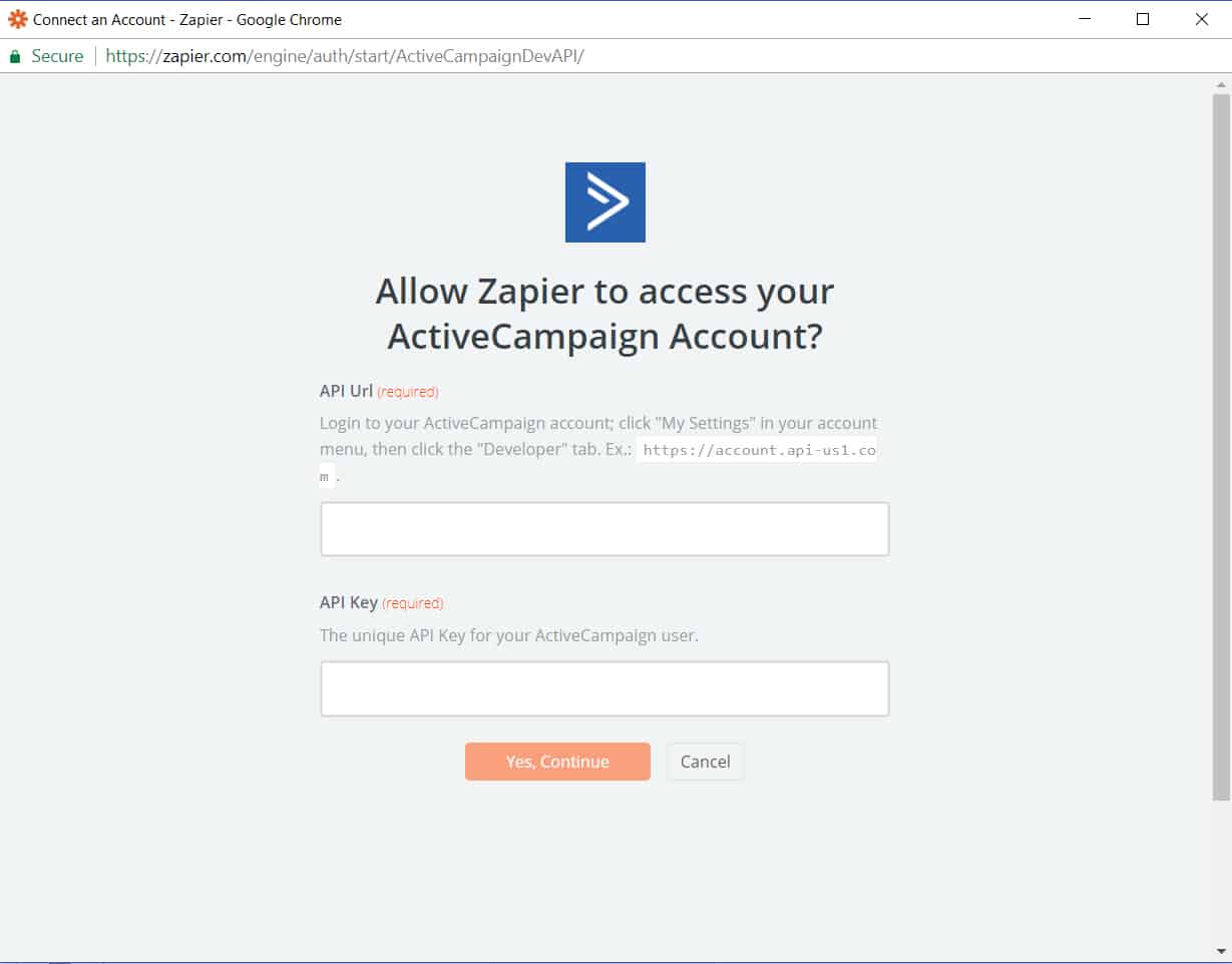 API URL for Active Campaign