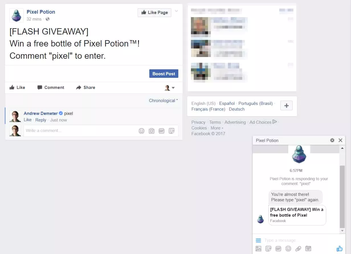 Acquire Users from Comments in Chatfuel