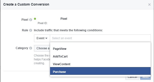 Setting up trigger rules for Facebook custom conversions