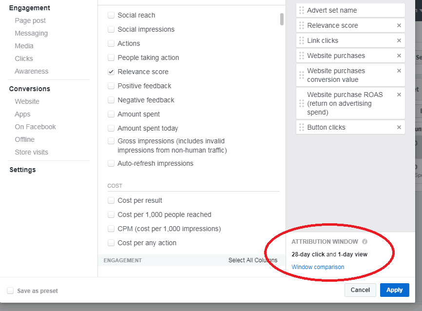 Attribution Window Settings