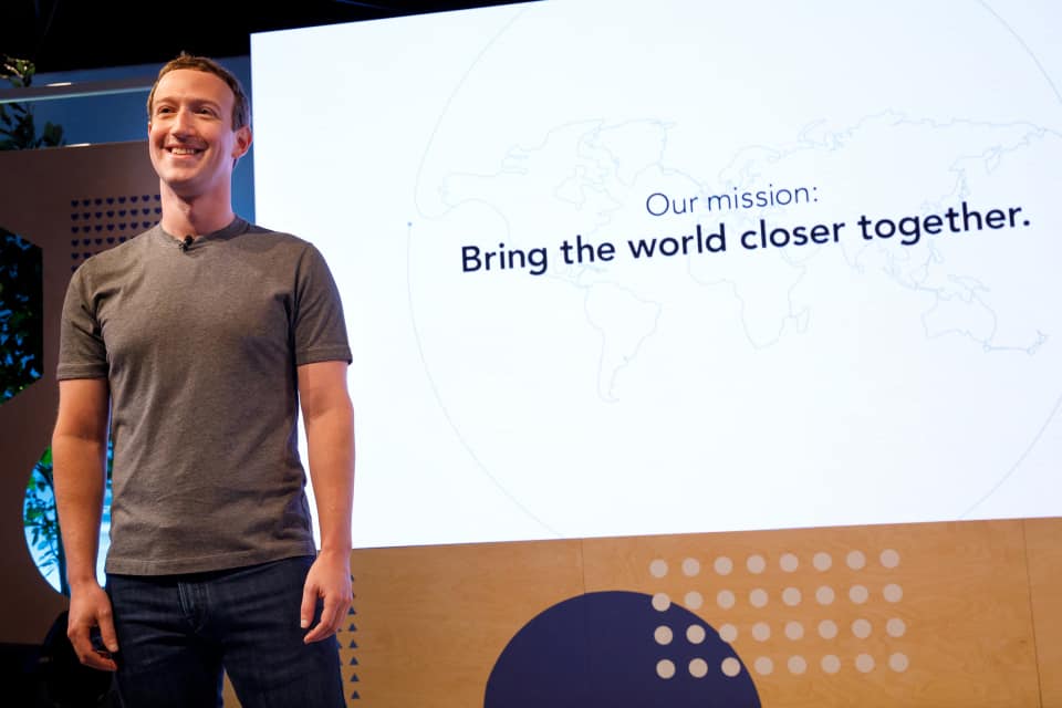 Mark Announcing Facebooks New Mission Statement: Bringing the world closer together. 