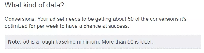 minimum 50 conversions