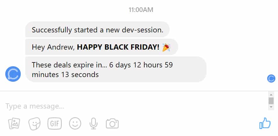 Facebook Messenger Chatbot Countdown Timer Plugin