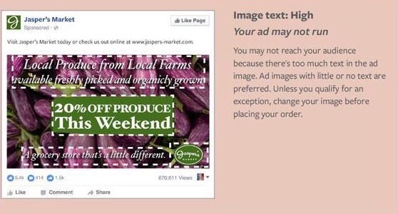 Facebook Ad Not Delivering 20 percent rule violation