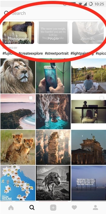 Instagram Explore Tab