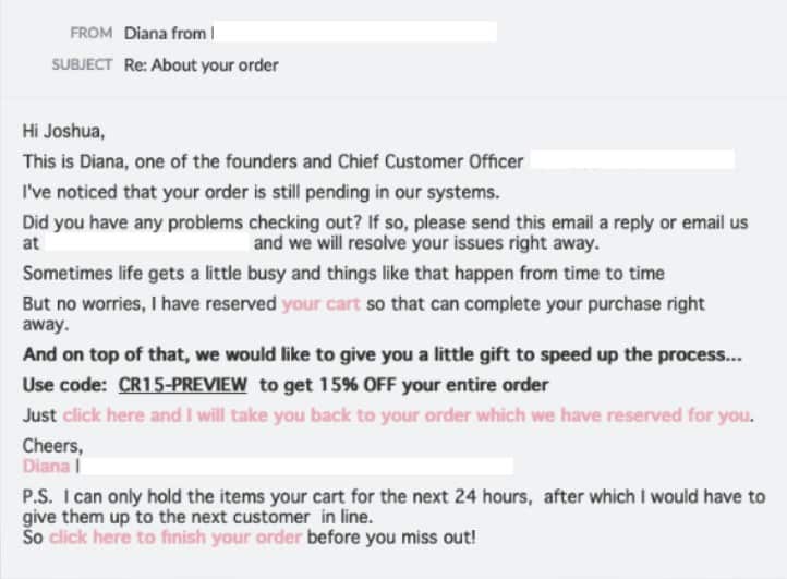 Abandoned Cart Email Examples