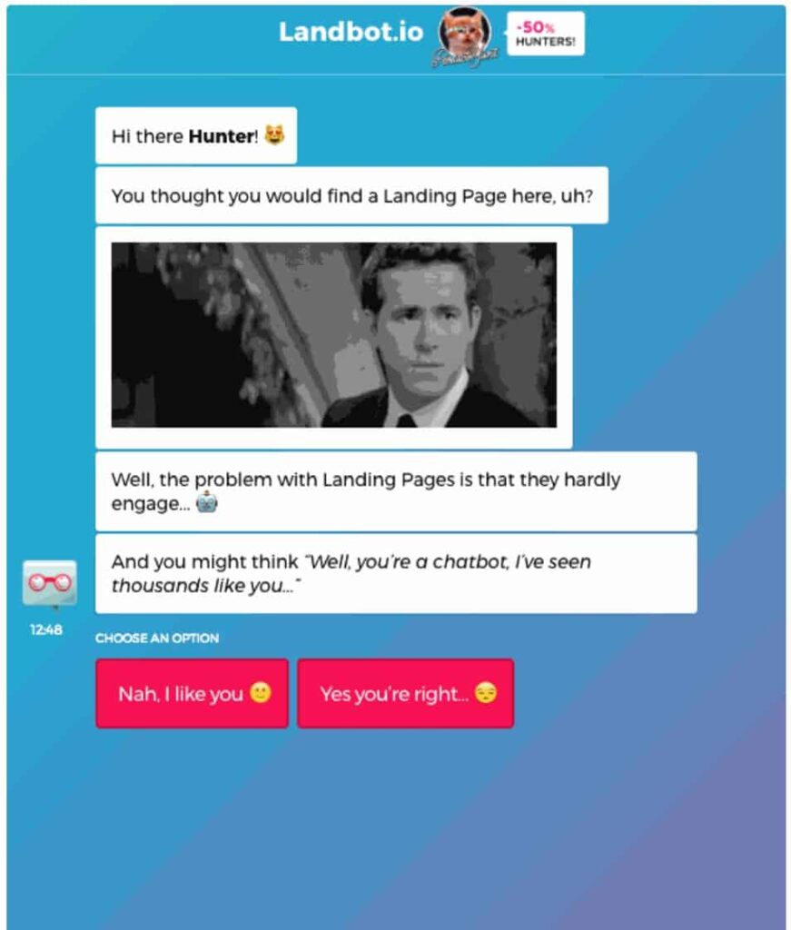landbot hubspot landing page chat tools