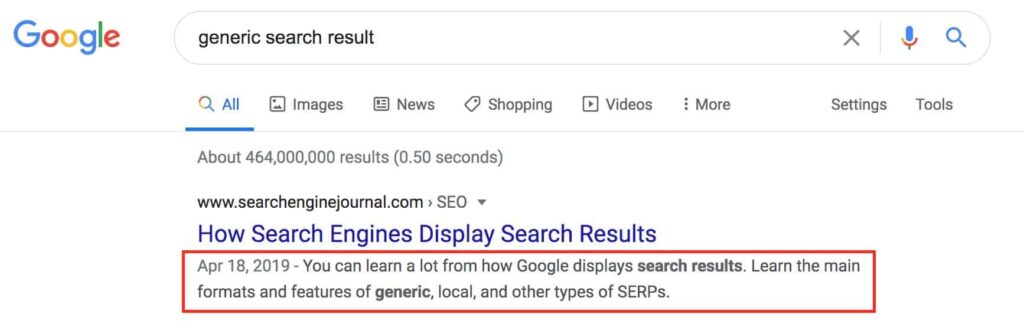 search engine optimization tips generic search meta description