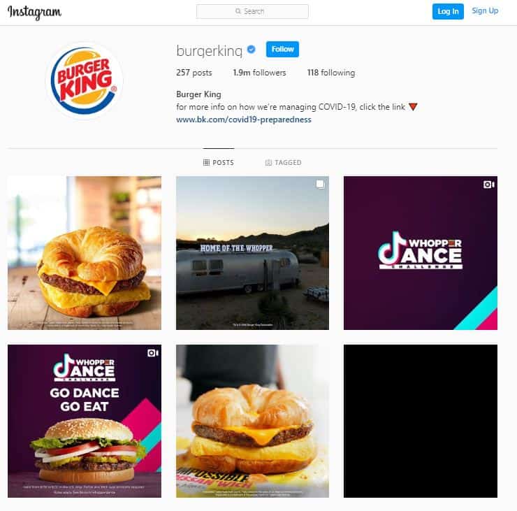 burger king instagram