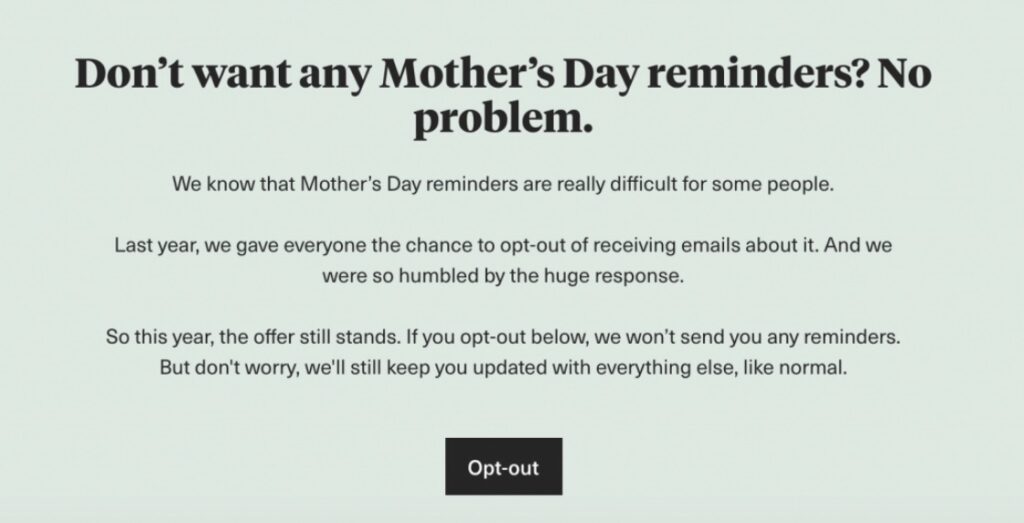 4 mothers day email opt out
