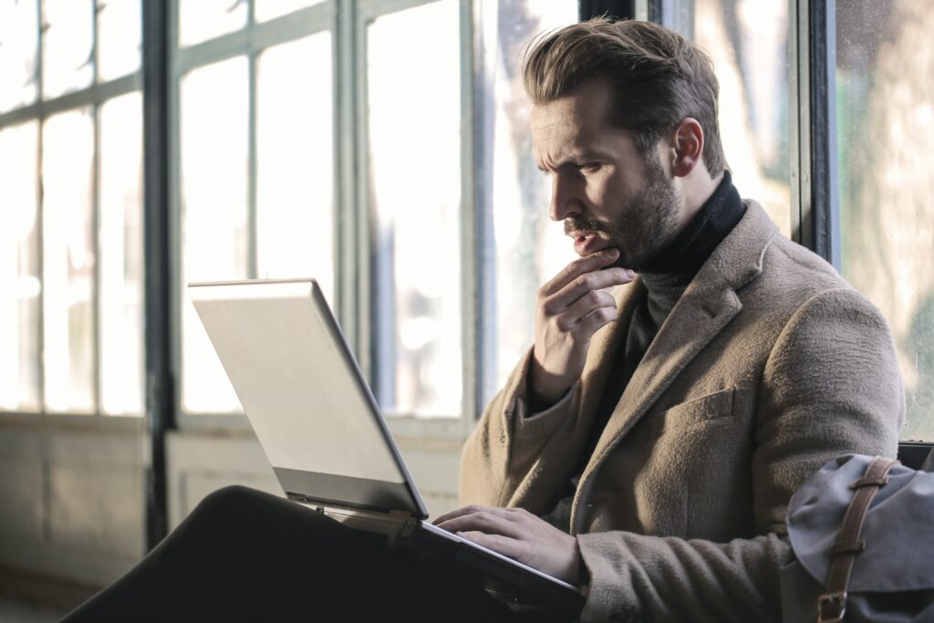 digital marketer confused turtleneck