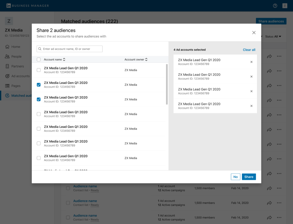 audience sharing in business manager