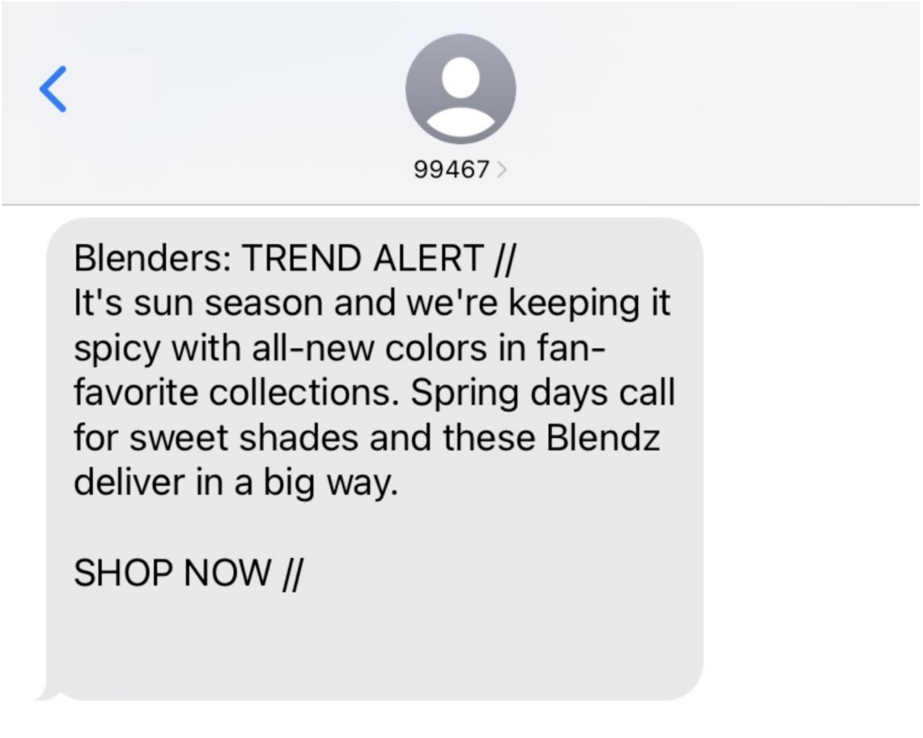 blenders alert text message