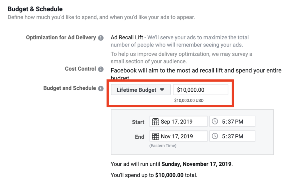 budget schedule