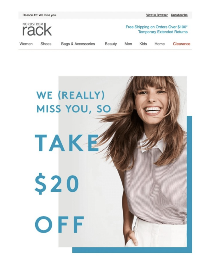 reengagement emails nordstrom rack