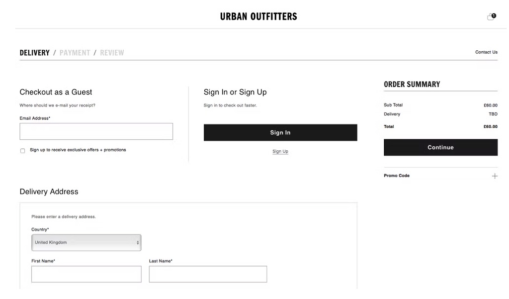 urban outfitters guest checkout