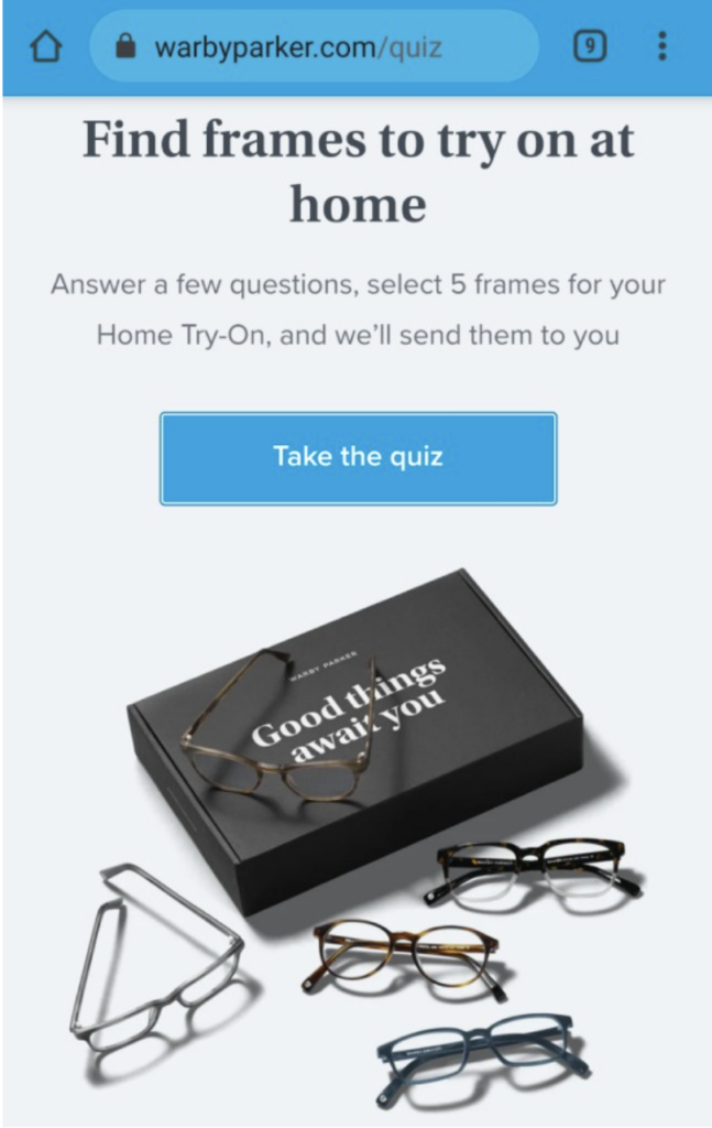 warby parker quiz