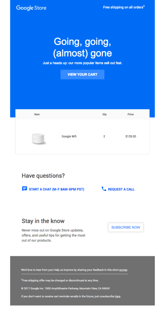 google store scarcity email 
