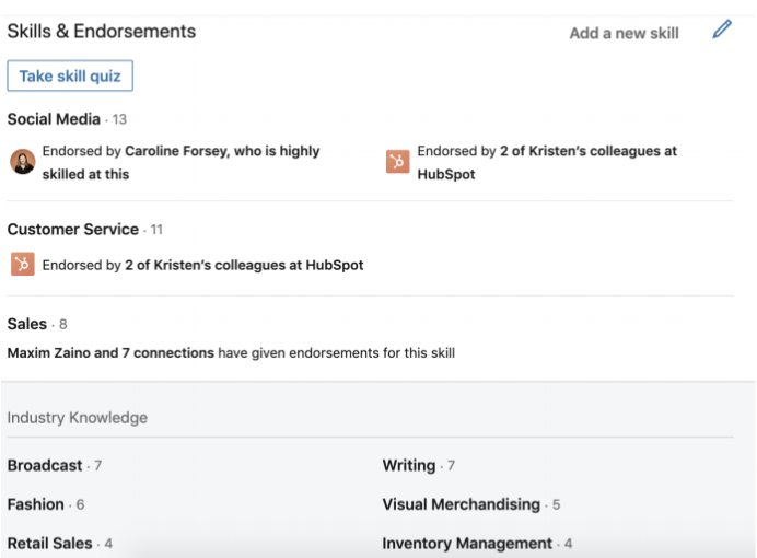 linkedin marketing skills and endorsements